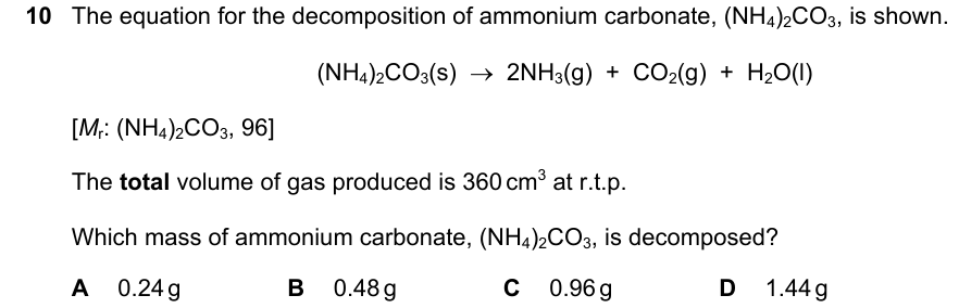 Past-paper question 0620/22 · October/November 2024 · Q10