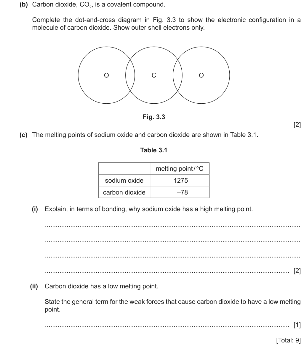 Past-paper question 0620/41 · May/June 2023 · Q3(b)–(c)