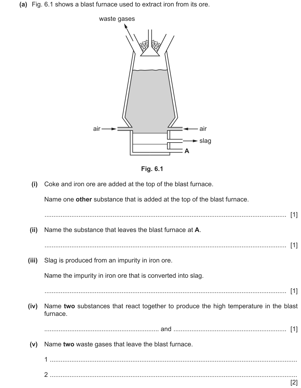 Past-paper question 0620/41 · May/June 2024 · Q6(a)