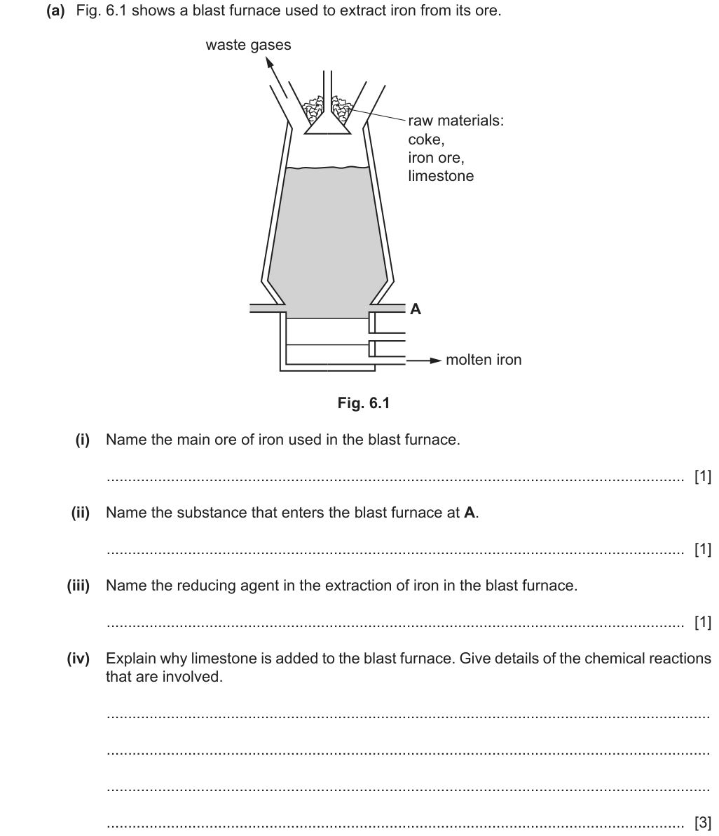 Past-paper question 0620/43 · May/June 2024 · Q6(a)