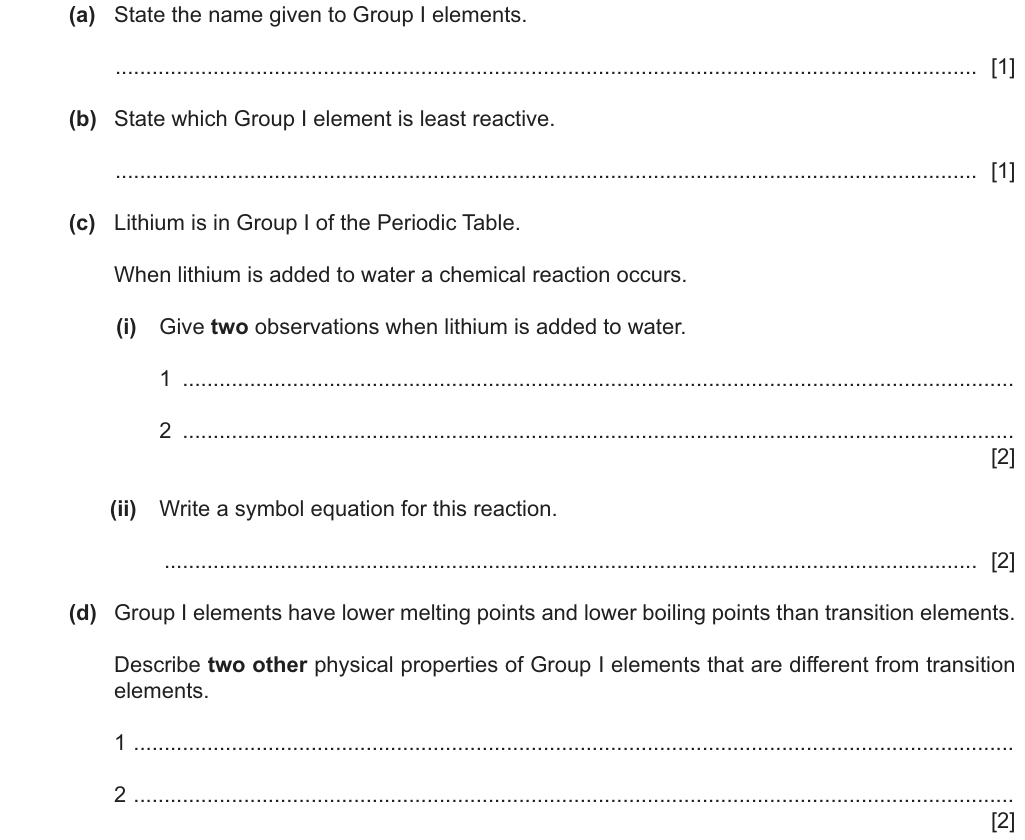 Past-paper question 0620/43 · May/June 2025 · Q6(a)–(d)