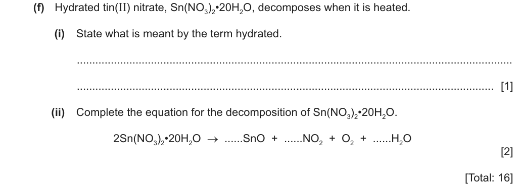 Past-paper question 0620/43 · October/November 2024 · Q3(f)