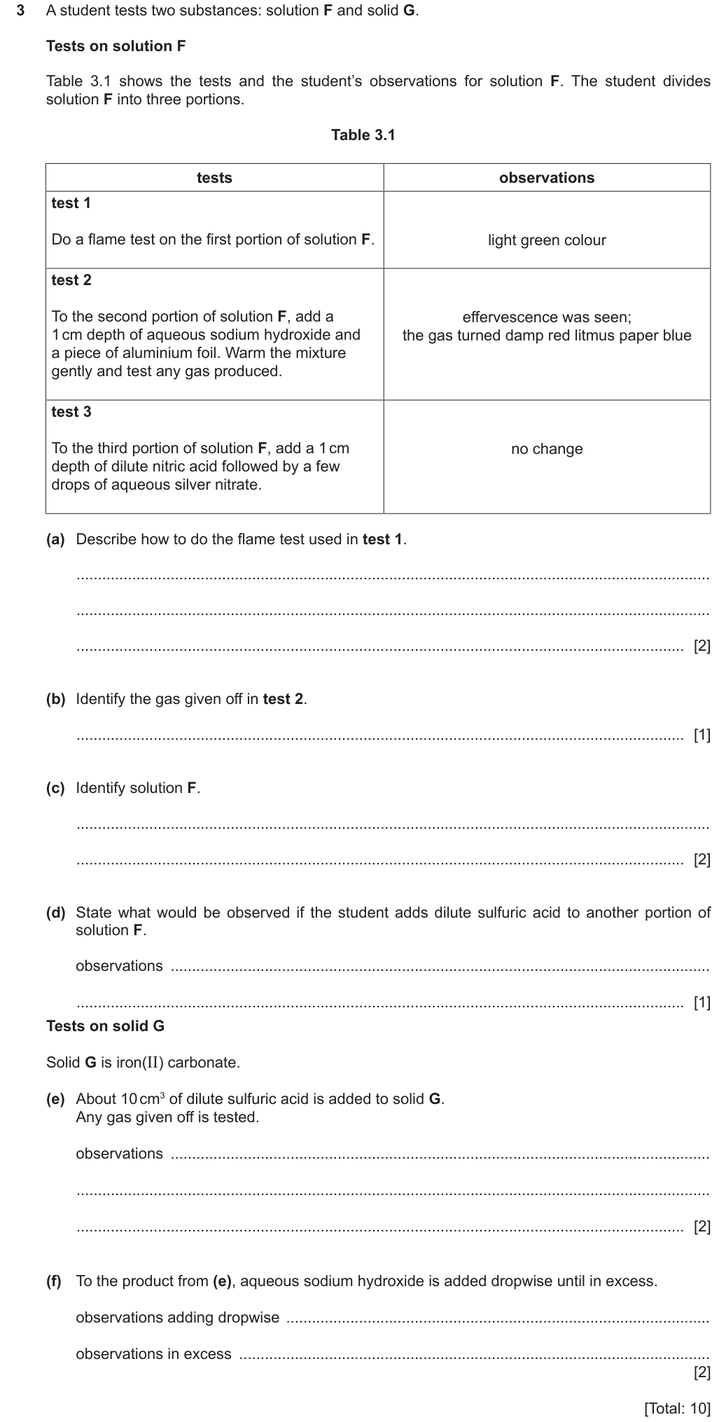 Past-paper question 0620/62 · May/June 2023 · Q3